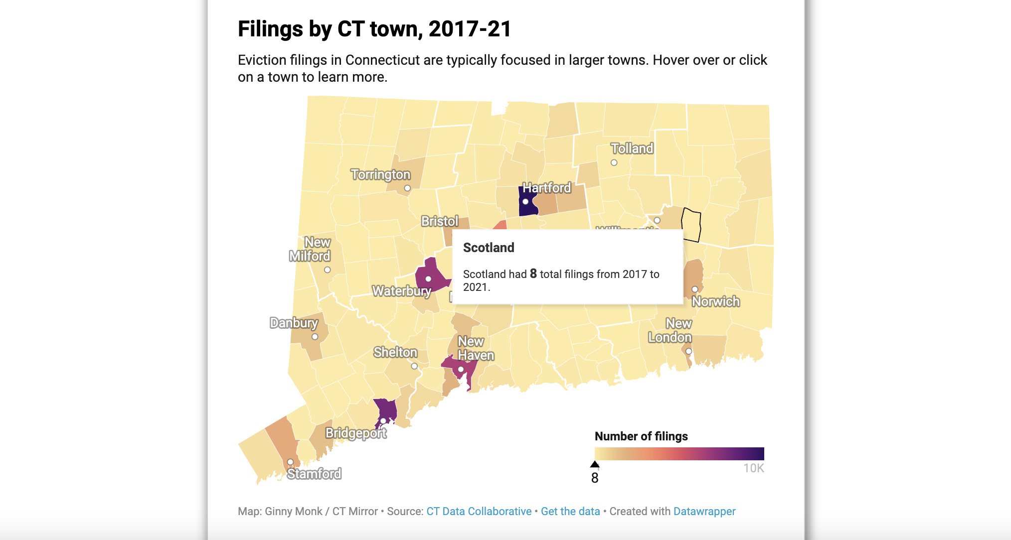 MAP How many evictions have been filed in your CT town?