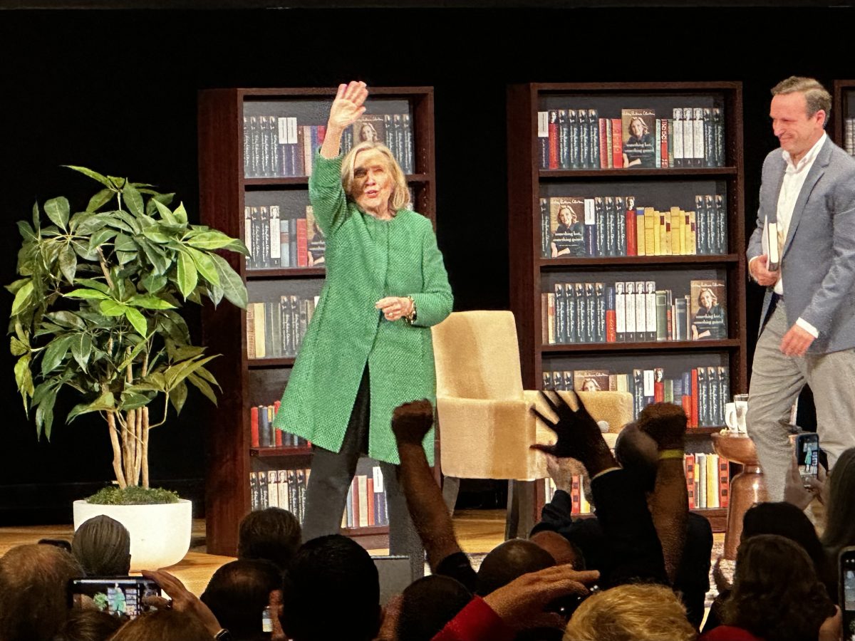 Hillary comes to Hartford, selling a book and Kamala for president